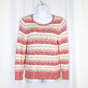 L.L. Bean Size L red/white marled long sleeve stripes knit pullover sweater